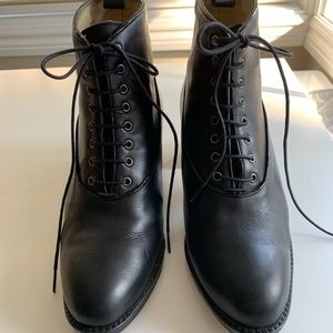 Giraudon New York Black Leather Lace Up Boots